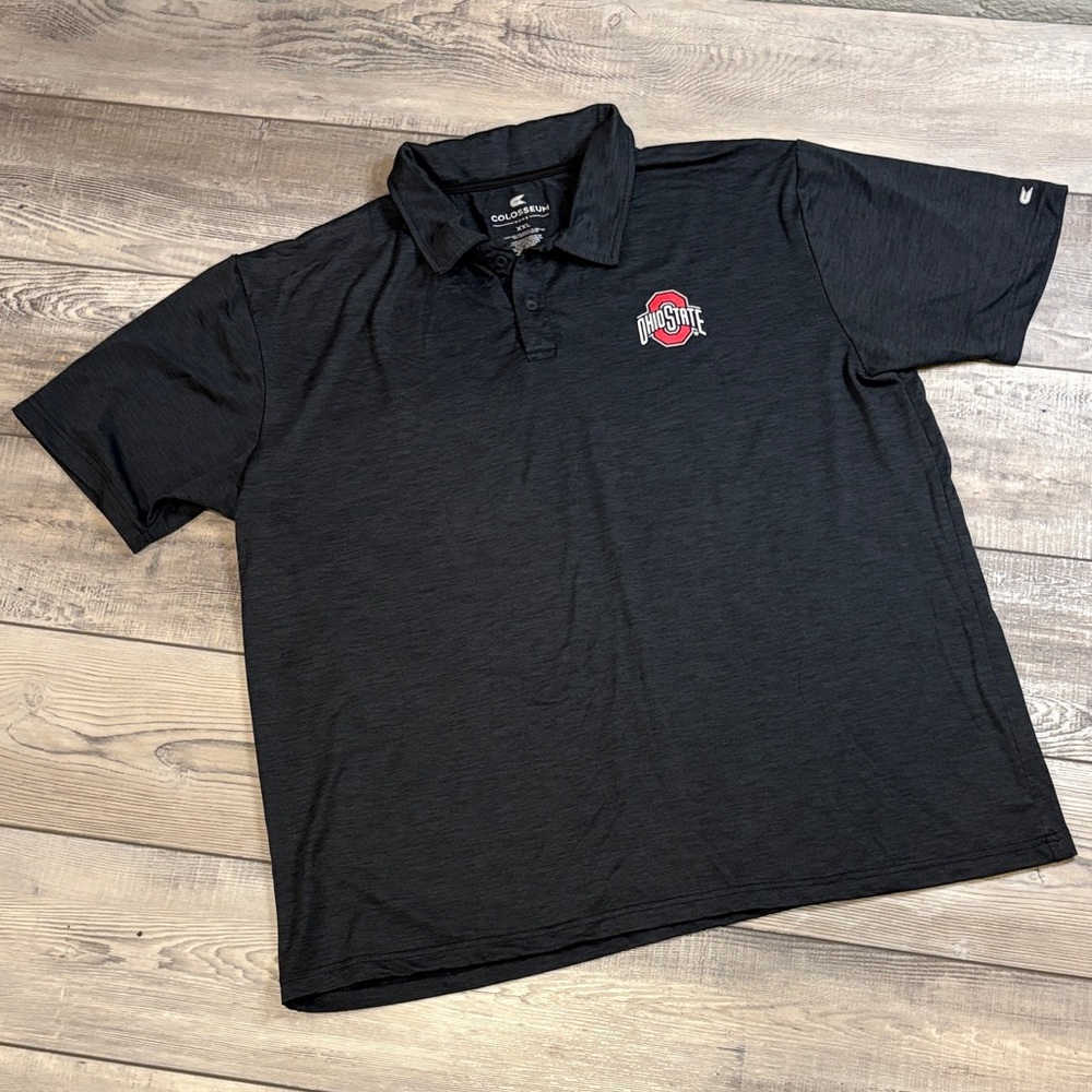 Colosseum Ohio State Dark Gray Polo Shirt Moisture-Wicking EUC XXL